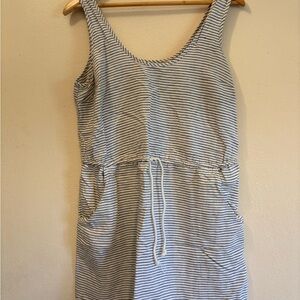 GAP Grey and White Striped linen cotton blend sleeveless dress